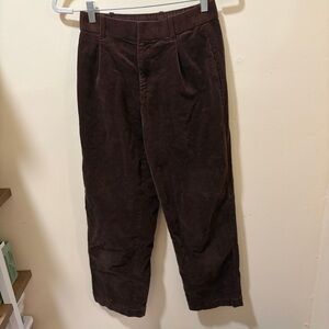 uniqlo dark chocolate brown pleated wide corduroy pants